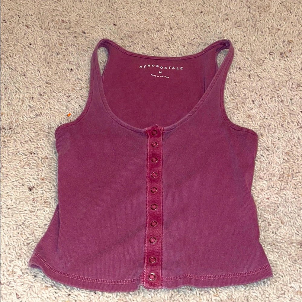 Burgundy tank top with buttons